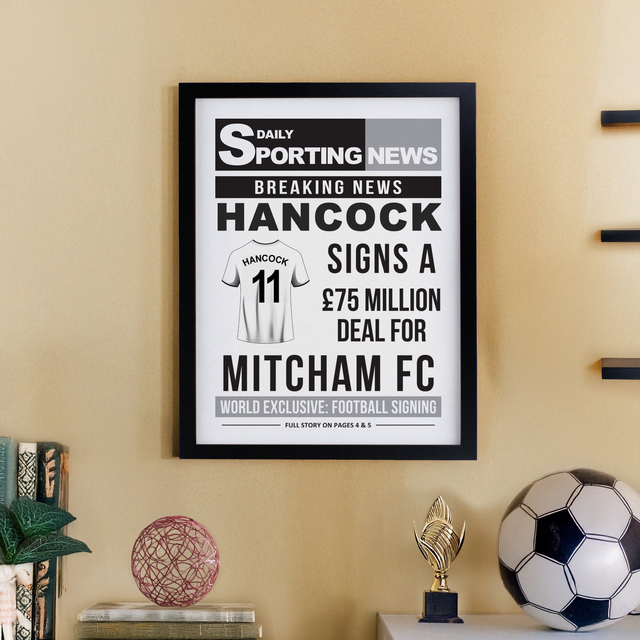 Personalised Football News Framed Prints: 6 - Framed Prints By Gift Moments