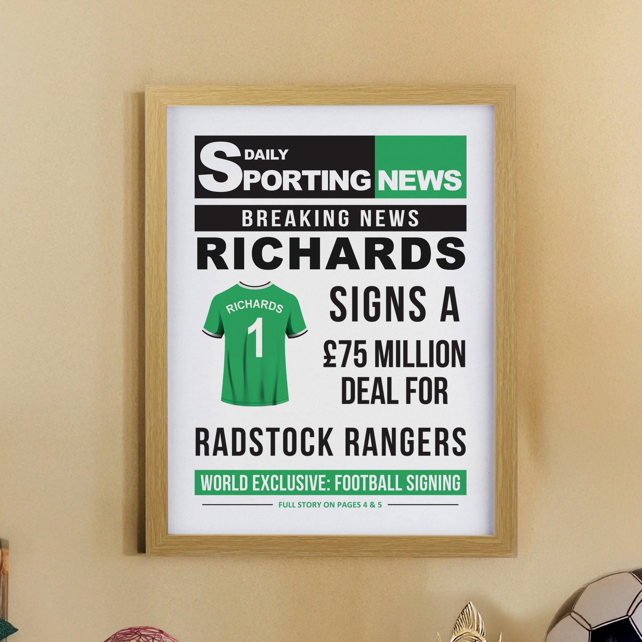 Personalised Football News Framed Prints: 5 - Framed Prints By Gift Moments