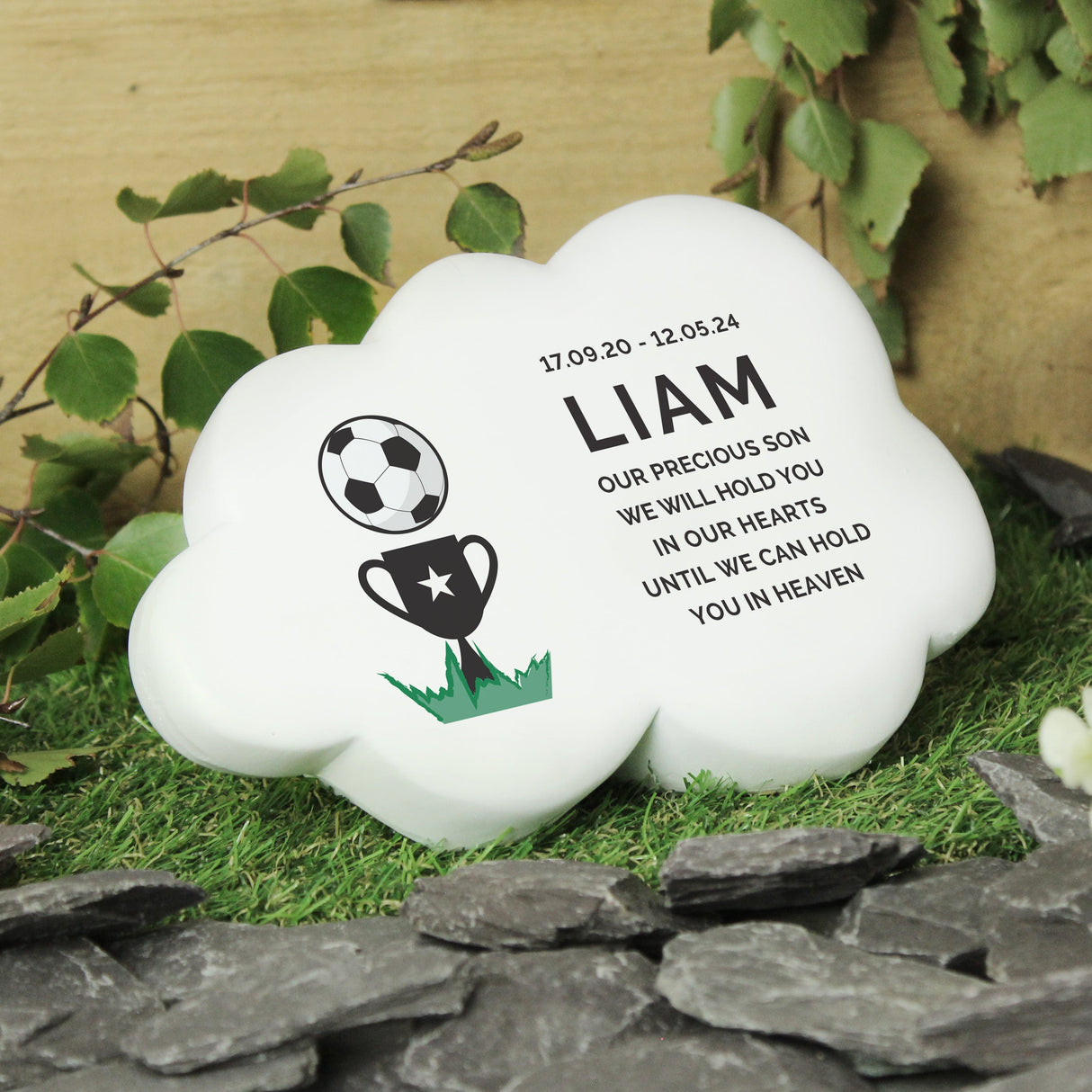 Personalised Football Resin Memorial Cloud: 4 - Memorials By Gift Moments
