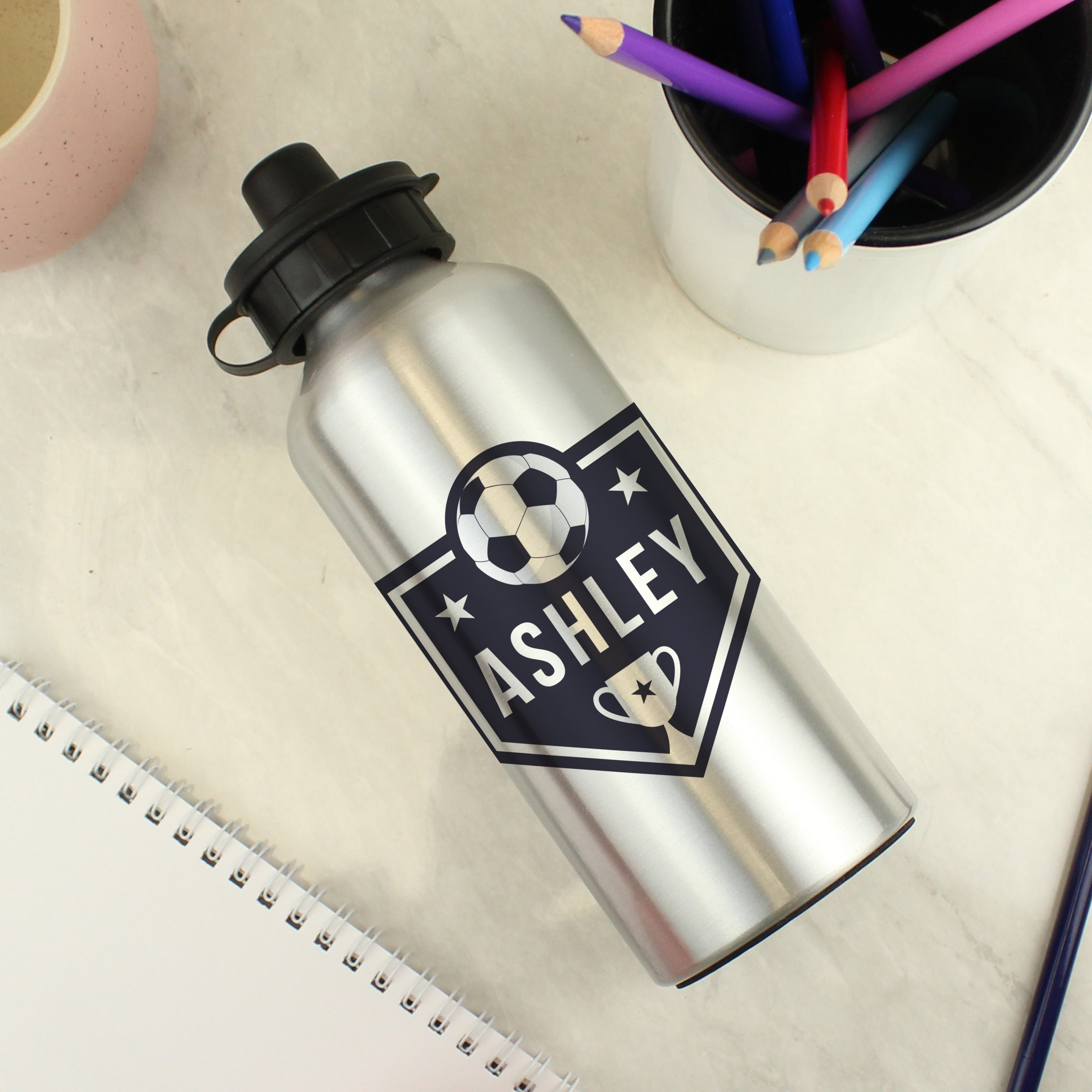 Personalised Football Silver Drinks Bottle - Shop Kids Bottles At Gift Moments - 3