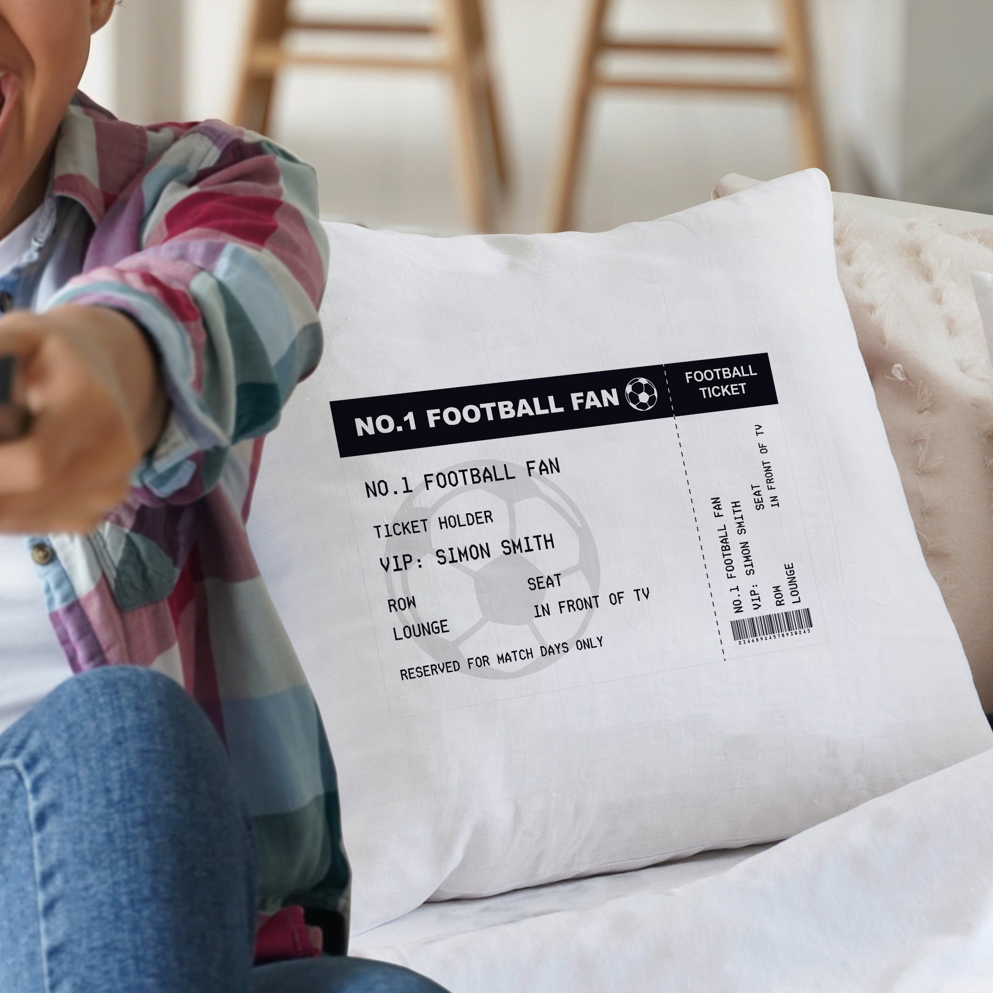 Personalised Football Ticket Cushion: 3 - Cushions By Gift Moments