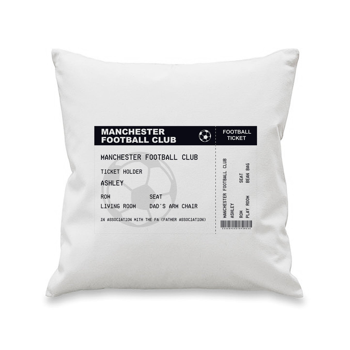 Personalised Football Ticket Cushion: 5 - Cushions By Gift Moments