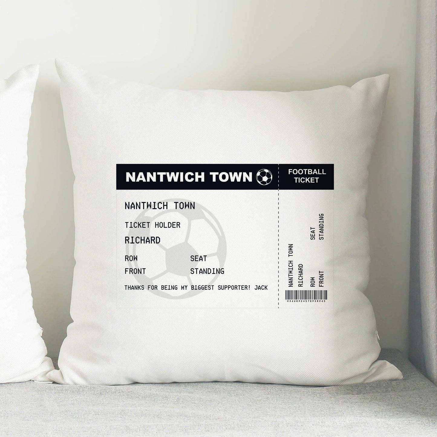 Personalised Football Ticket Cushion: 1 - Cushions By Gift Moments