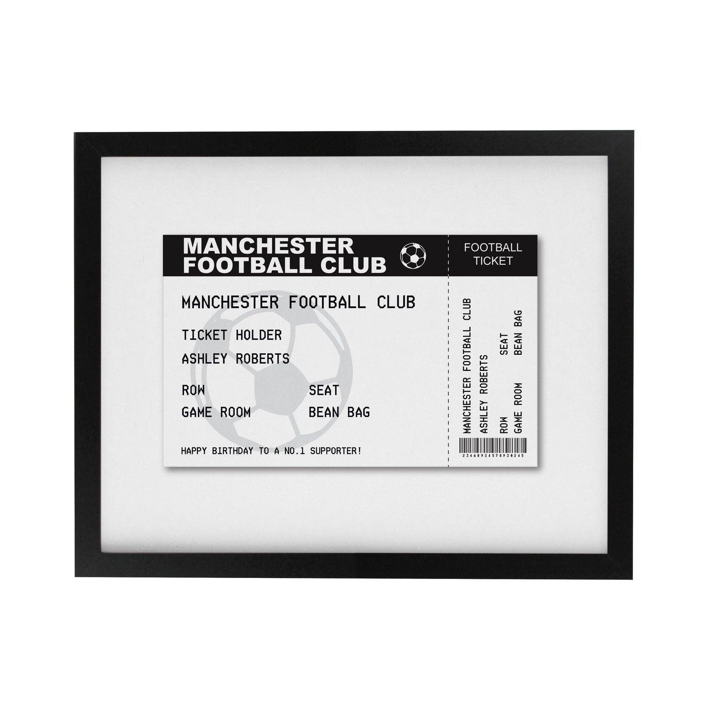 Personalised Football Ticket Framed Prints: 8 - Framed Prints By Gift Moments