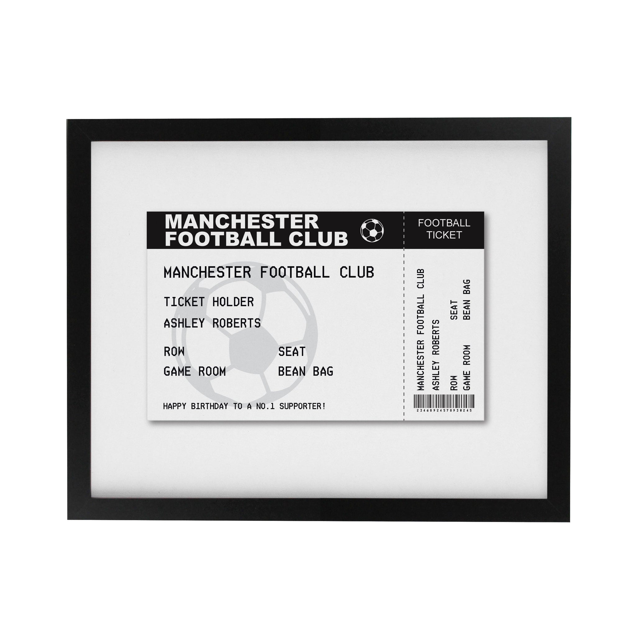 Personalised Football Ticket Framed Prints: 8 - Framed Prints By Gift Moments