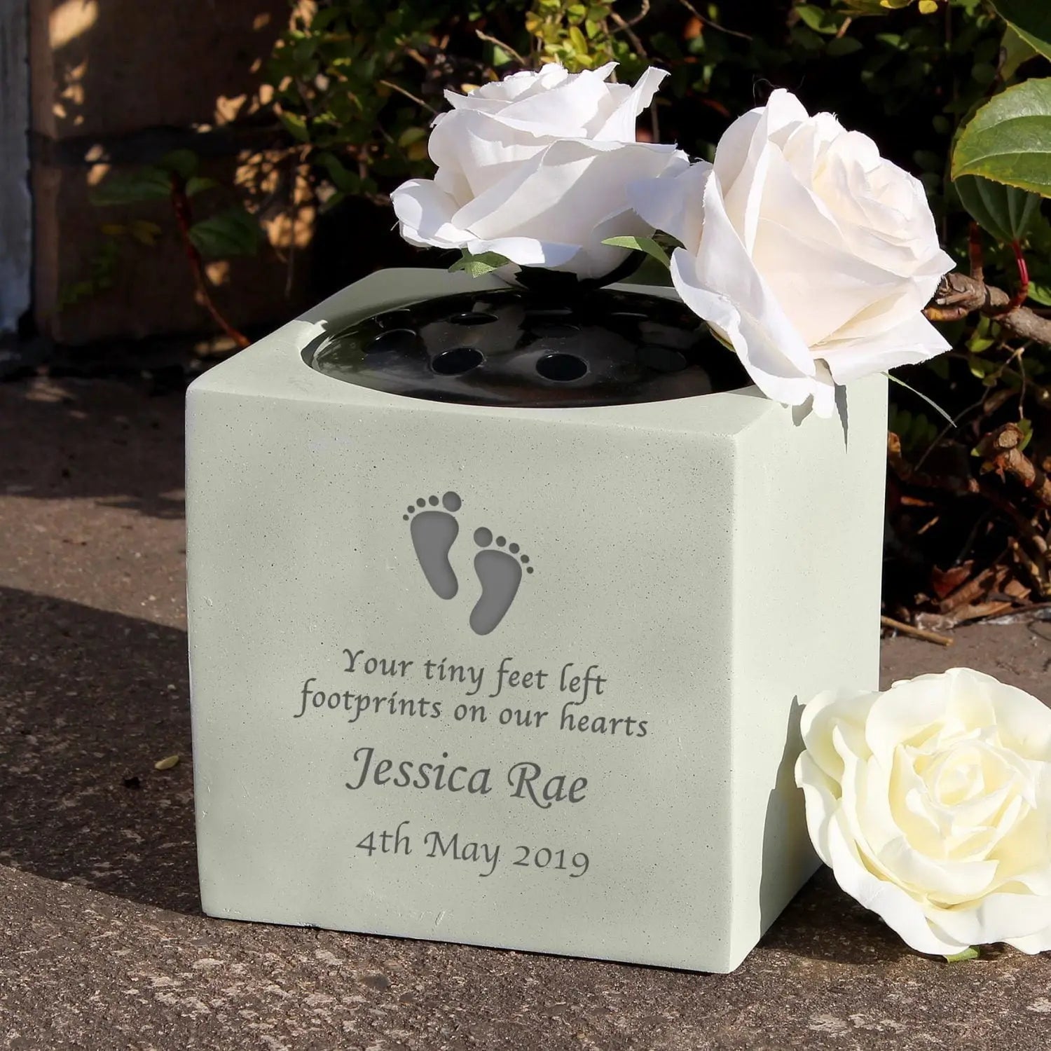 Personalised Footprints Memorial Vase: 1 - Memorials By Gift Moments