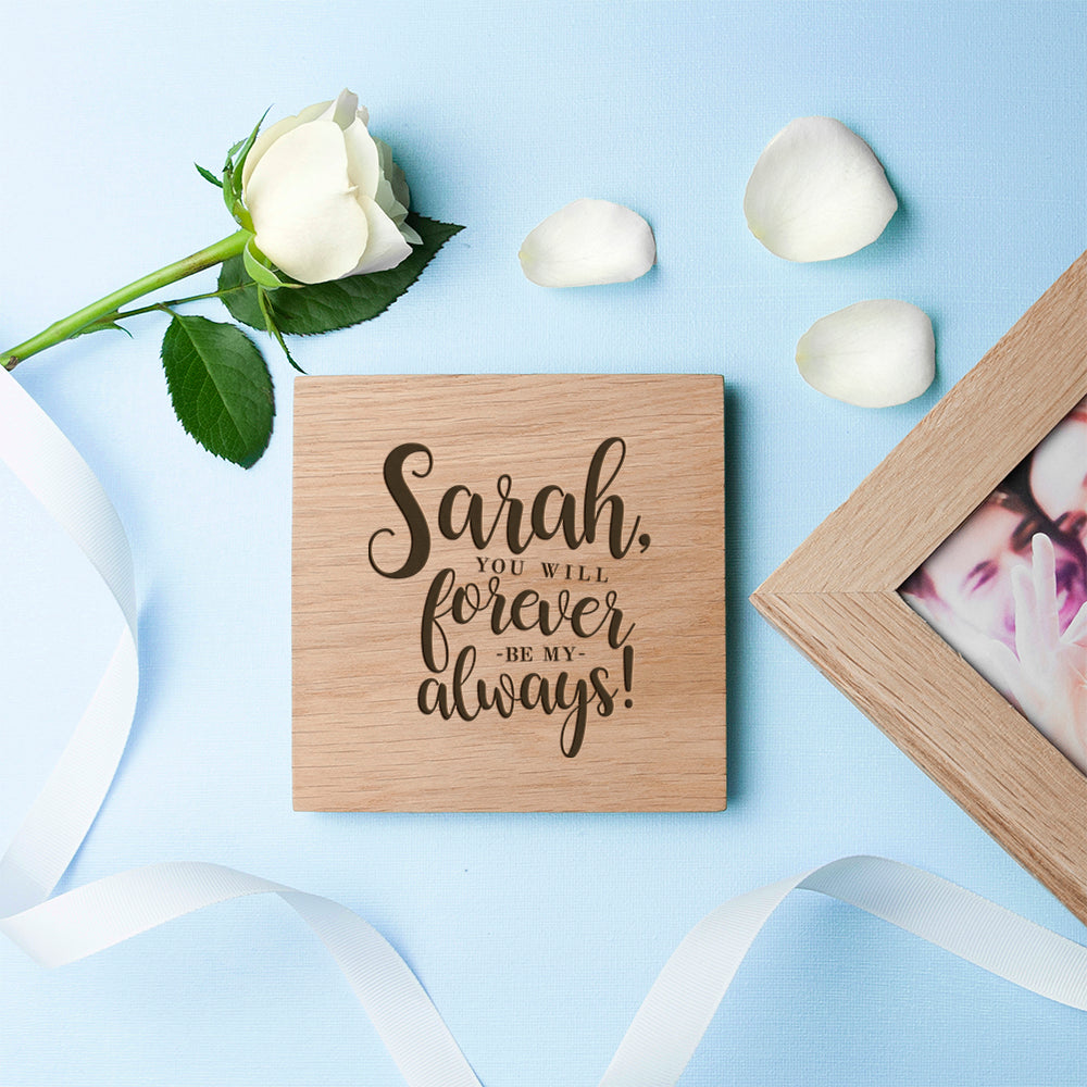 Personalised Forever My Always Oak Photo Cube: 3 Photo Cubes By Gift Moments