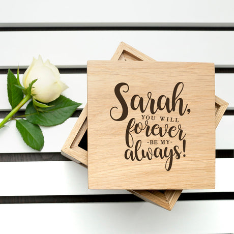 Personalised Forever My Always Oak Photo Cube: 1 Photo Cubes By Gift Moments