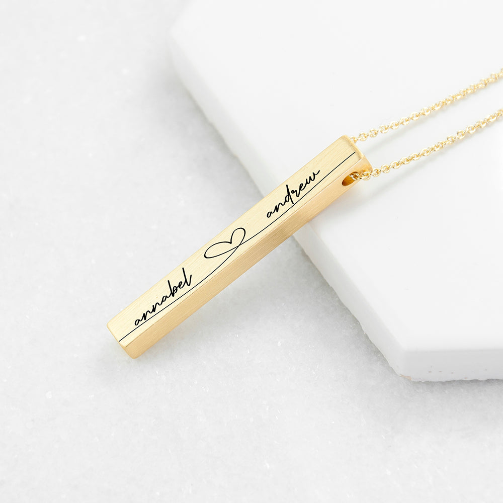 Personalised Forever & Always Vertical Bar Necklaces: 1 - Gold - Necklaces By Gift Moments