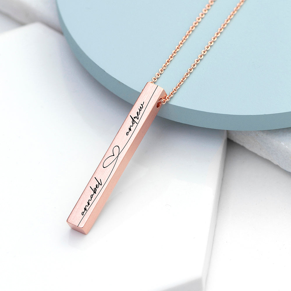 Personalised Forever & Always Vertical Bar Necklaces: 2 - Rose Gold - Necklaces By Gift Moments