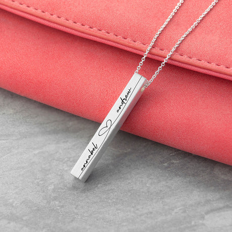 Personalised Forever & Always Vertical Bar Necklaces: 3 - Silver - Necklaces By Gift Moments