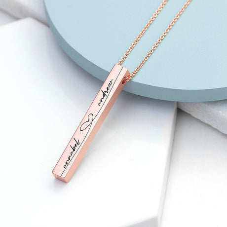 Personalised Forever & Always Vertical Bar Necklaces