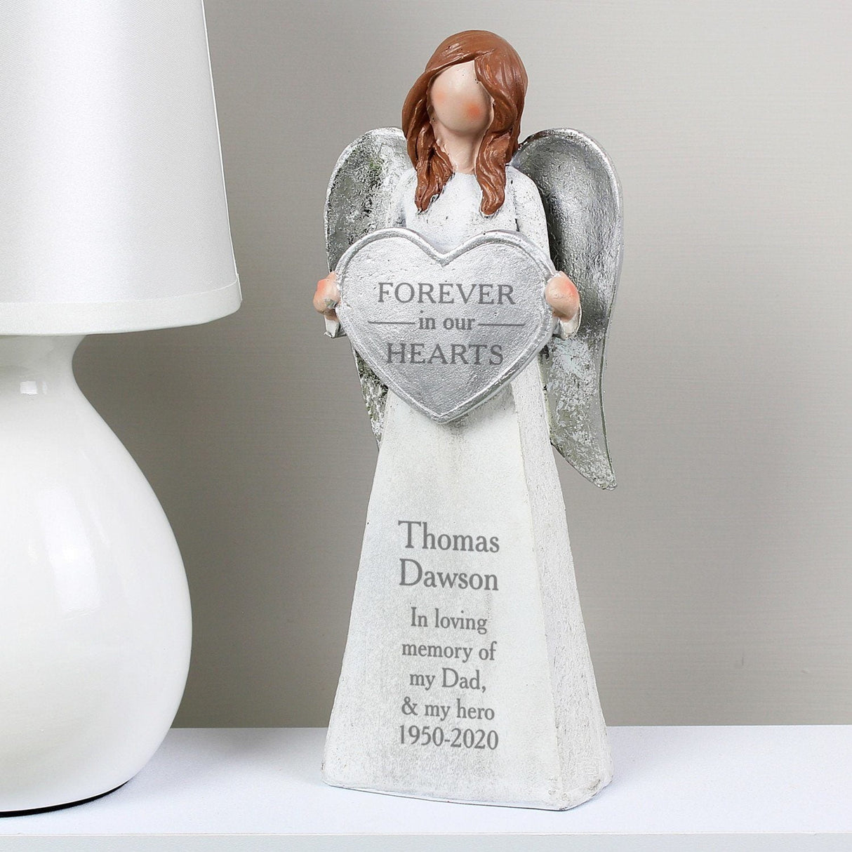 Personalised Forever In Our Hearts Memorial Angel Ornament: 1 - Memorials By Gift Moments