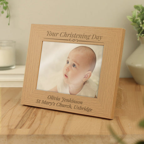 Personalised Formal 5x7 Landscape Oak Finish Photo Frame: 3 - Photo Frames By Gift Moments
