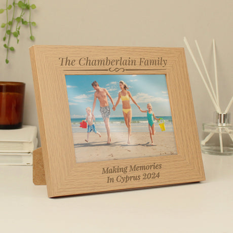 Personalised Formal 5x7 Landscape Oak Finish Photo Frame: 2 - Photo Frames By Gift Moments
