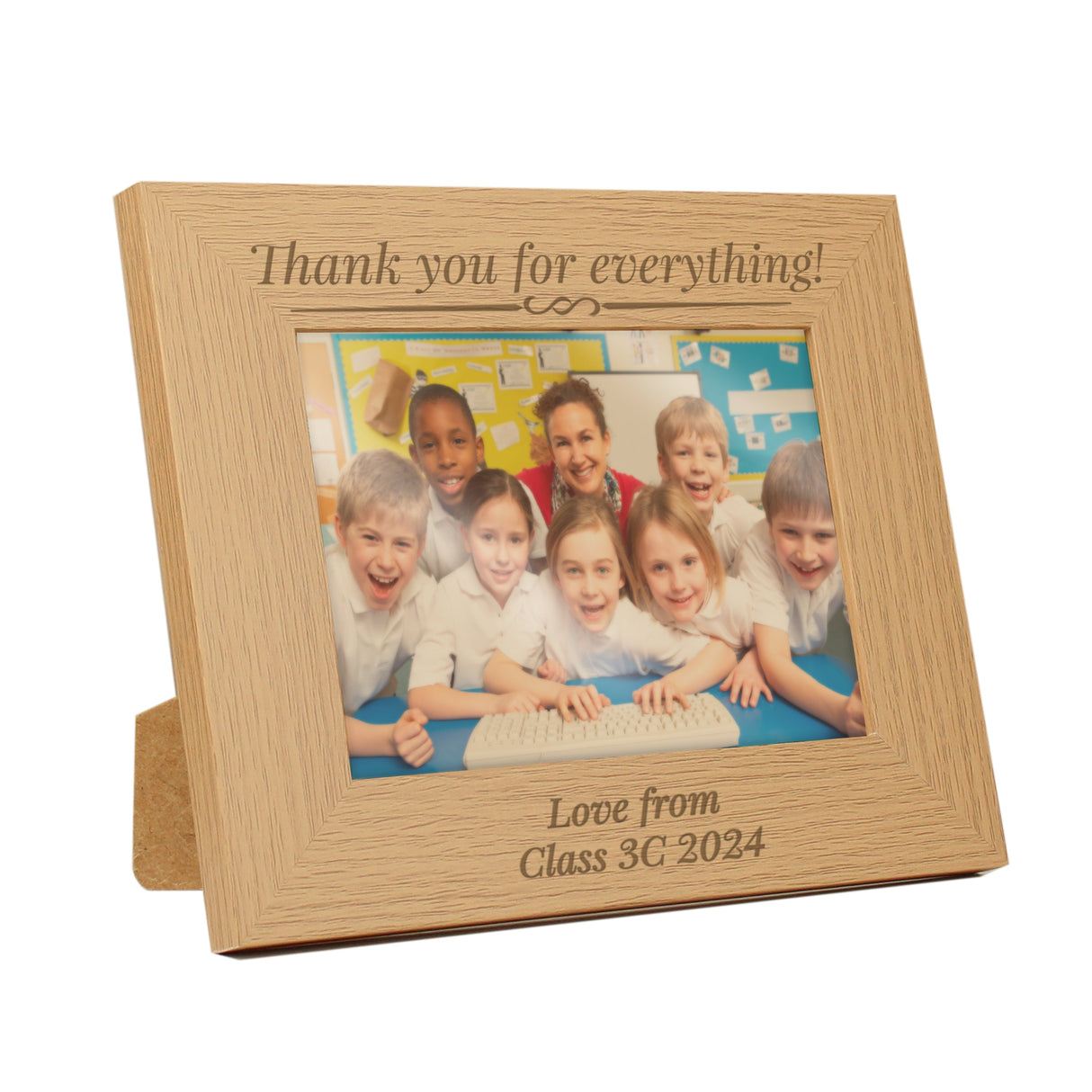 Personalised Formal 5x7 Landscape Oak Finish Photo Frame: 4 - Photo Frames By Gift Moments
