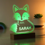Personalised Fox Wooden Based LED Light: 4 - LED Lighting By Gift Moments