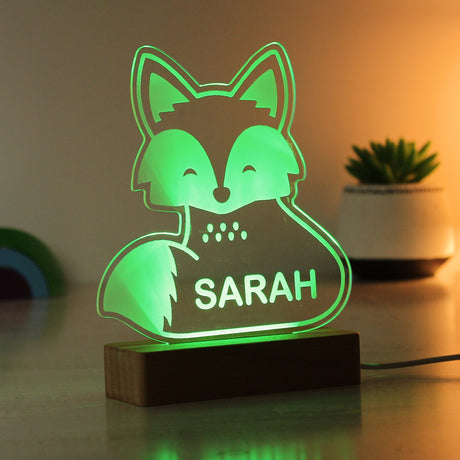 Personalised Fox Wooden Based LED Light: 4 - LED Lighting By Gift Moments