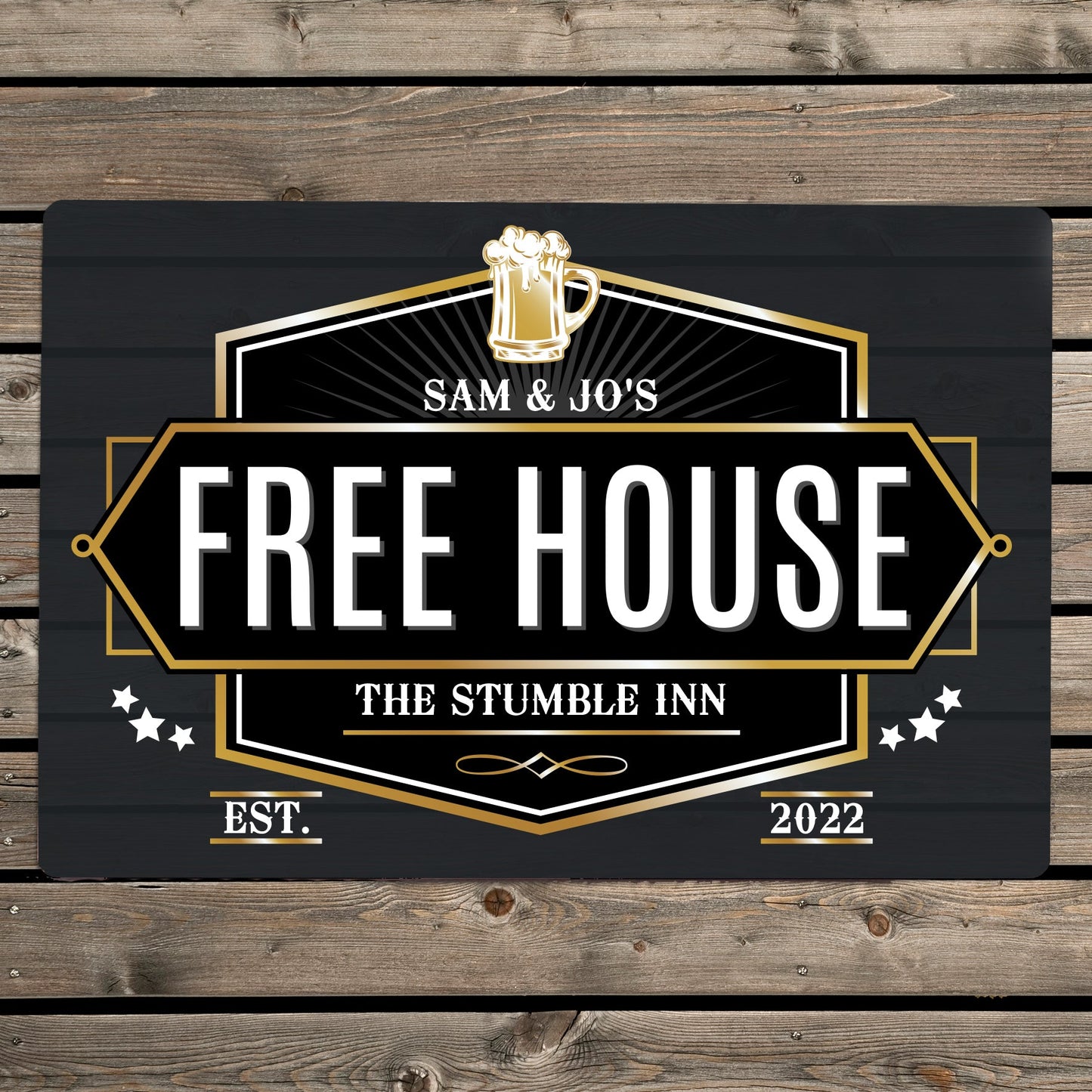 Personalised Free House Black Metal Sign: 3 - Signs & Plaques By Gift Moments