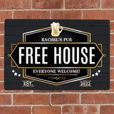 Personalised Free House Black Metal Sign: 1 - Signs & Plaques By Gift Moments