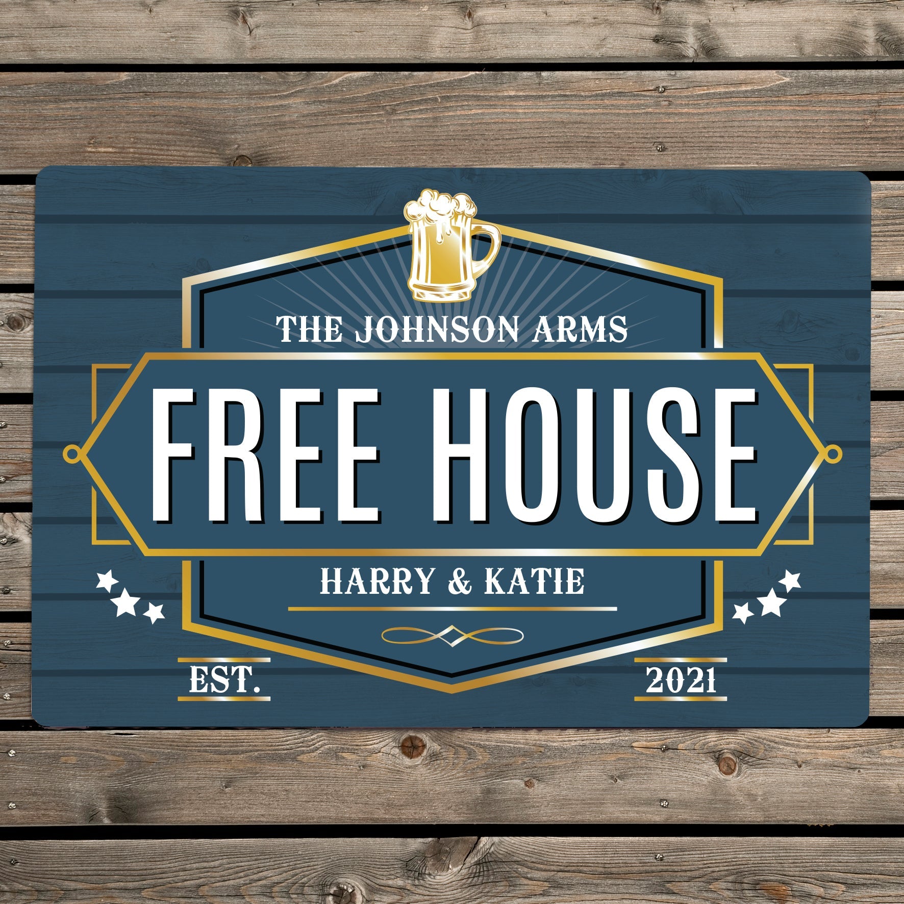Personalised Free House Blue Metal Sign - Shop Signs & Plaques At Gift Moments - 3