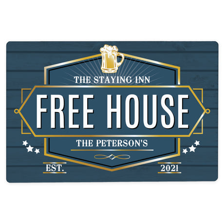 Personalised Free House Blue Metal Sign: 2 - Signs & Plaques By Gift Moments