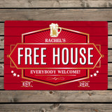 Personalised Free House Red Metal Sign: 1 - Signs & Plaques By Gift Moments