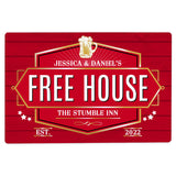 Personalised Free House Red Metal Sign: 3 - Signs & Plaques By Gift Moments