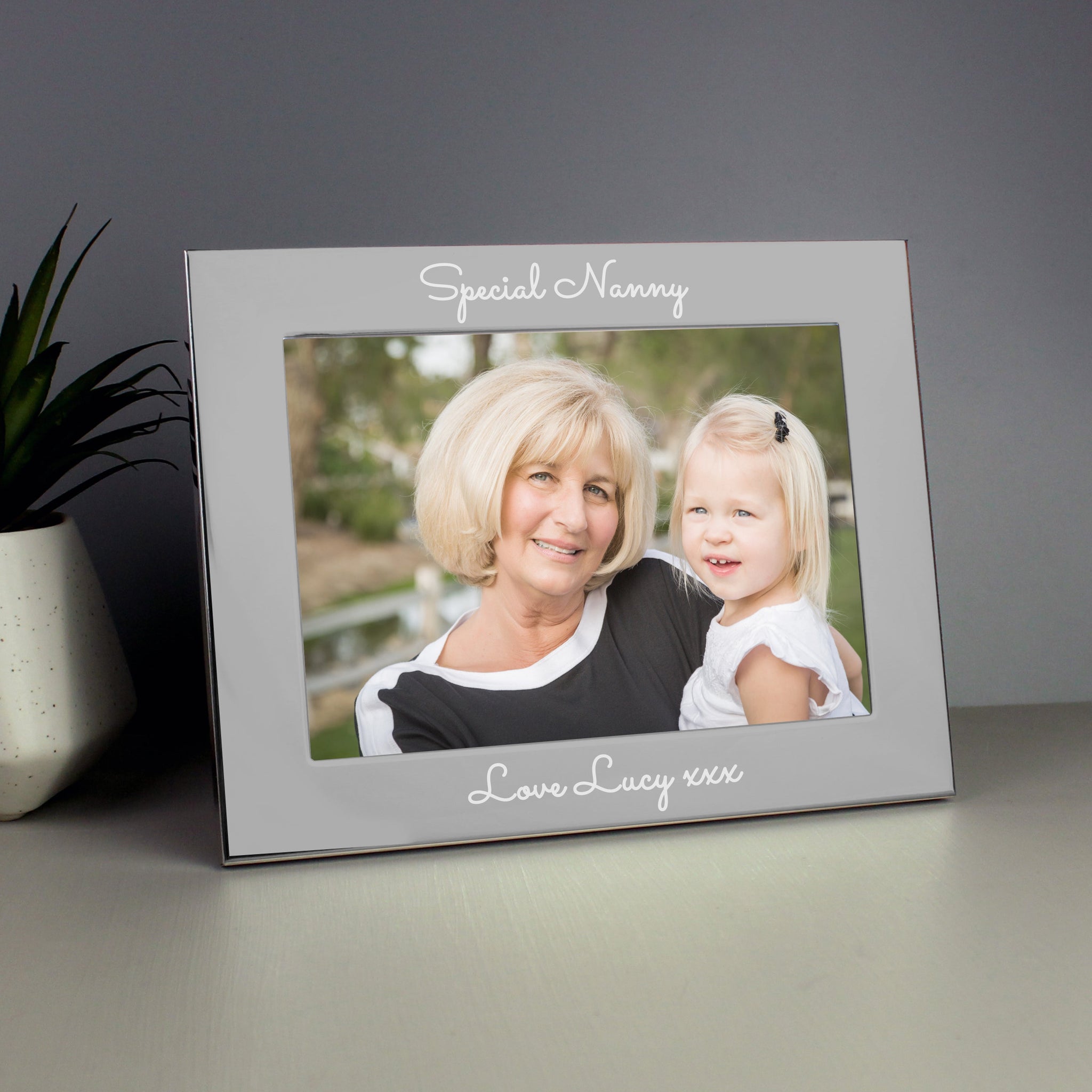 Personalised Free Text 5 x 7 Silver Photo Frame: 2 - Photo Frames By Gift Moments