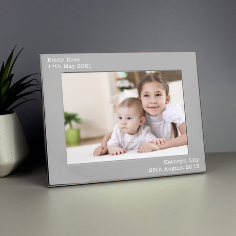 Personalised Free Text 5 x 7 Silver Photo Frame: 6 - Photo Frames By Gift Moments