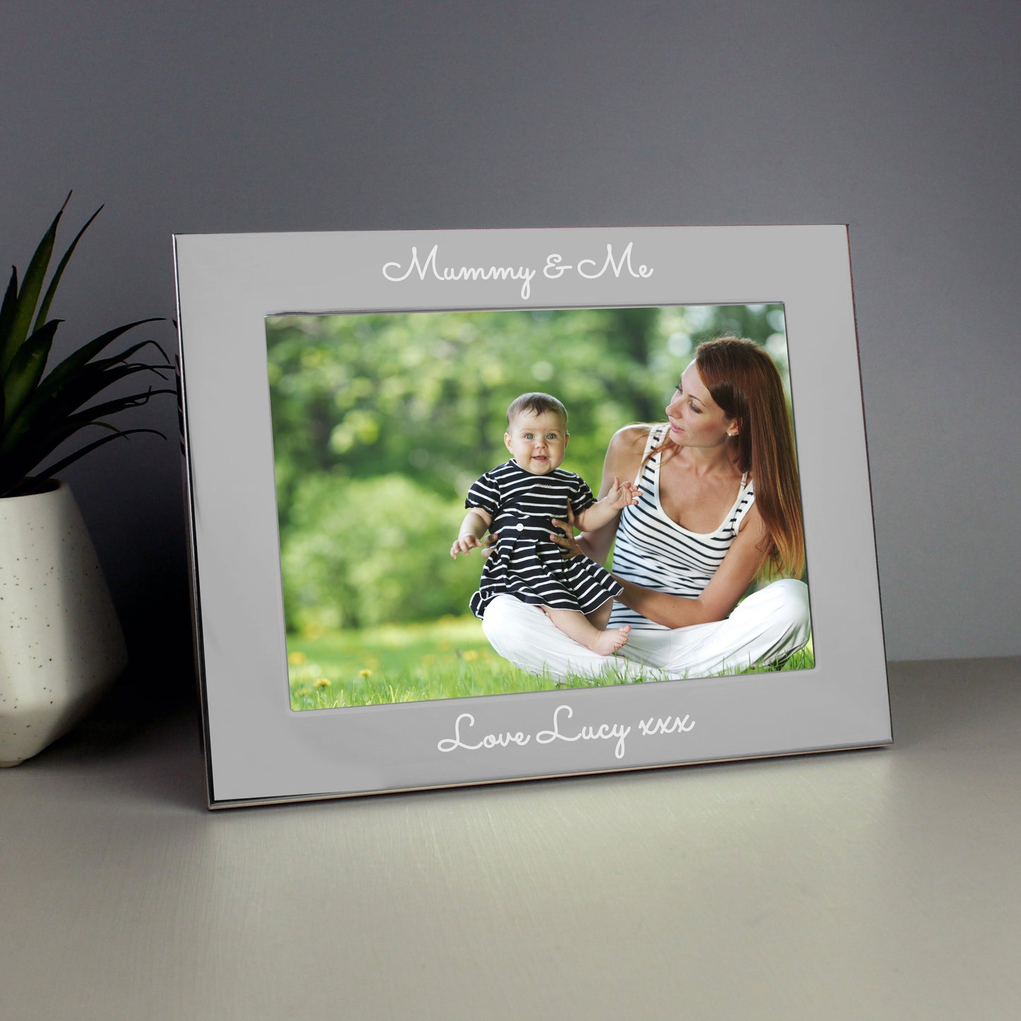 Personalised Free Text 5 x 7 Silver Photo Frame: 6 - Photo Frames By Gift Moments