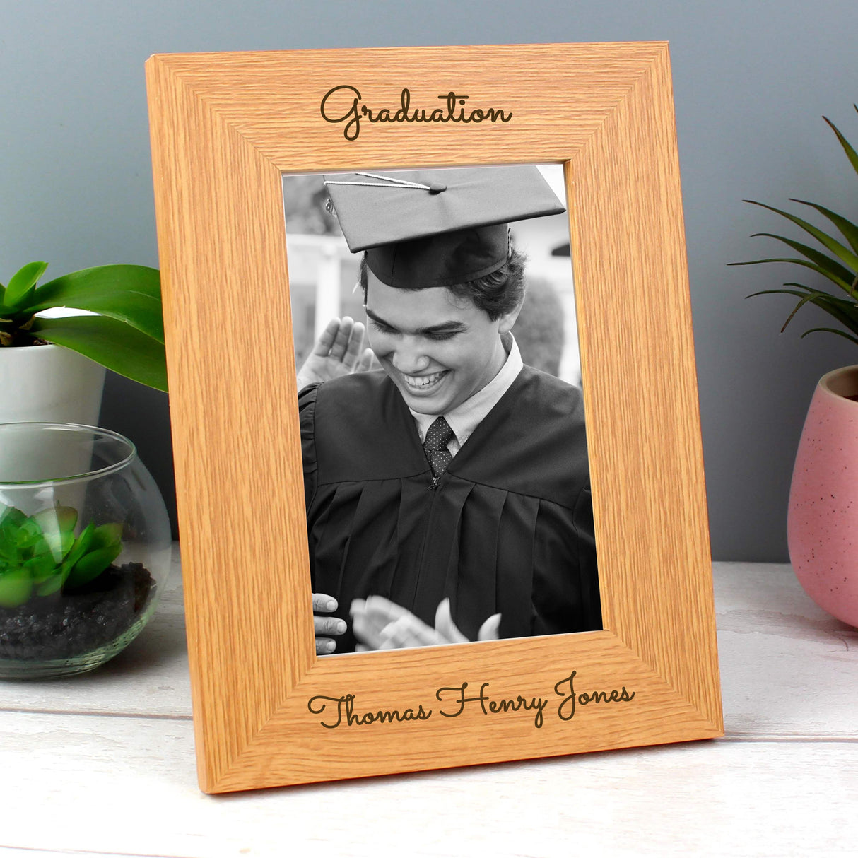 Personalised Free Text 6x4 Wooden Photo Frame: 7 Photo Frames By Gift Moments