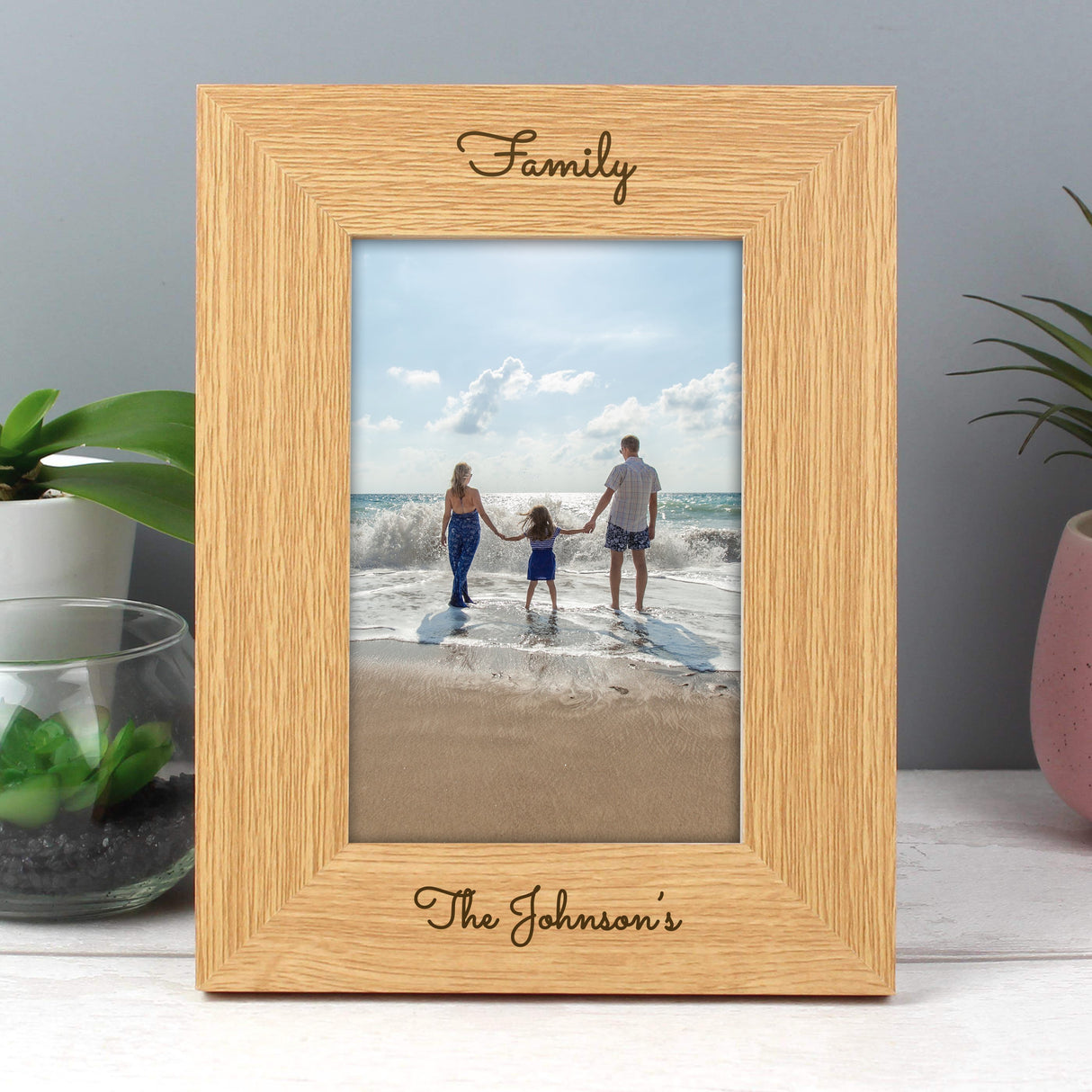Personalised Free Text 6x4 Wooden Photo Frame: 8 Photo Frames By Gift Moments