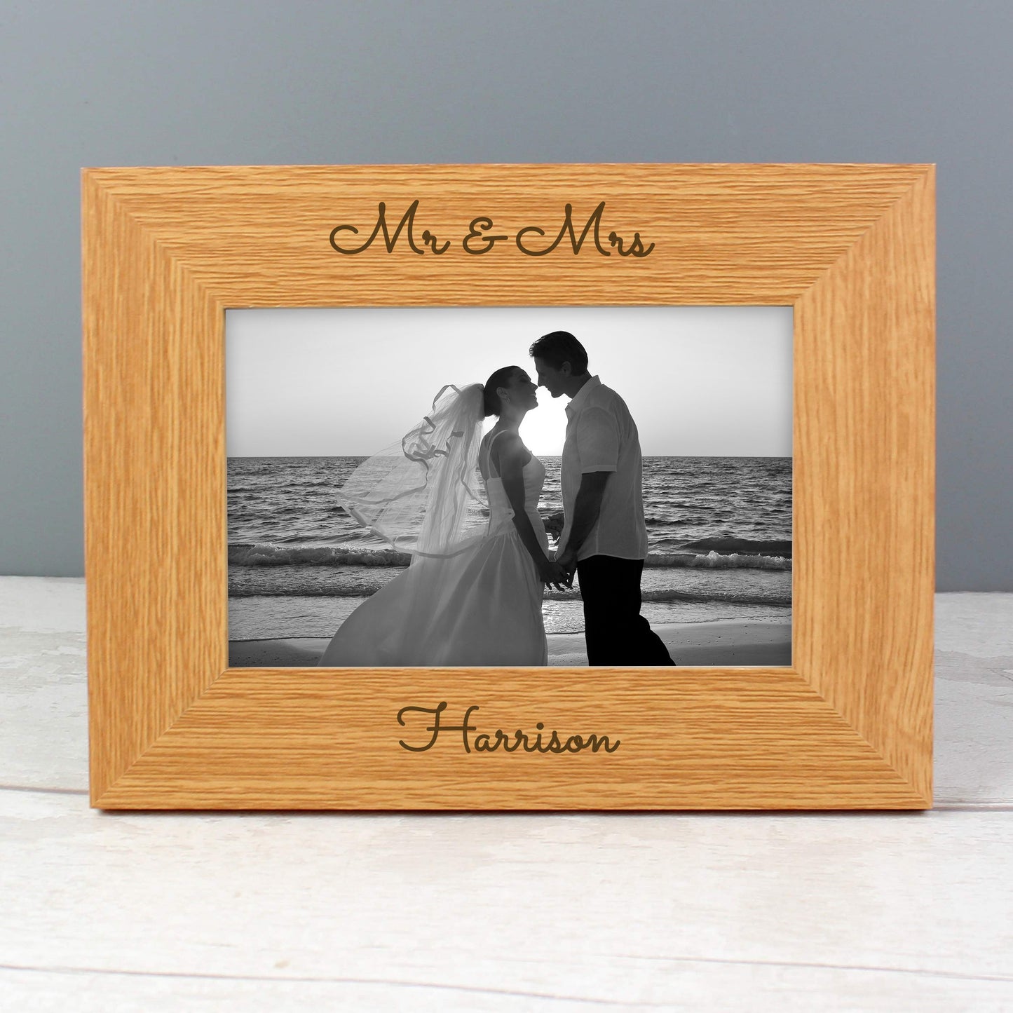 Personalised Free Text 6x4 Wooden Photo Frame: 7 - Photo Frames By Gift Moments
