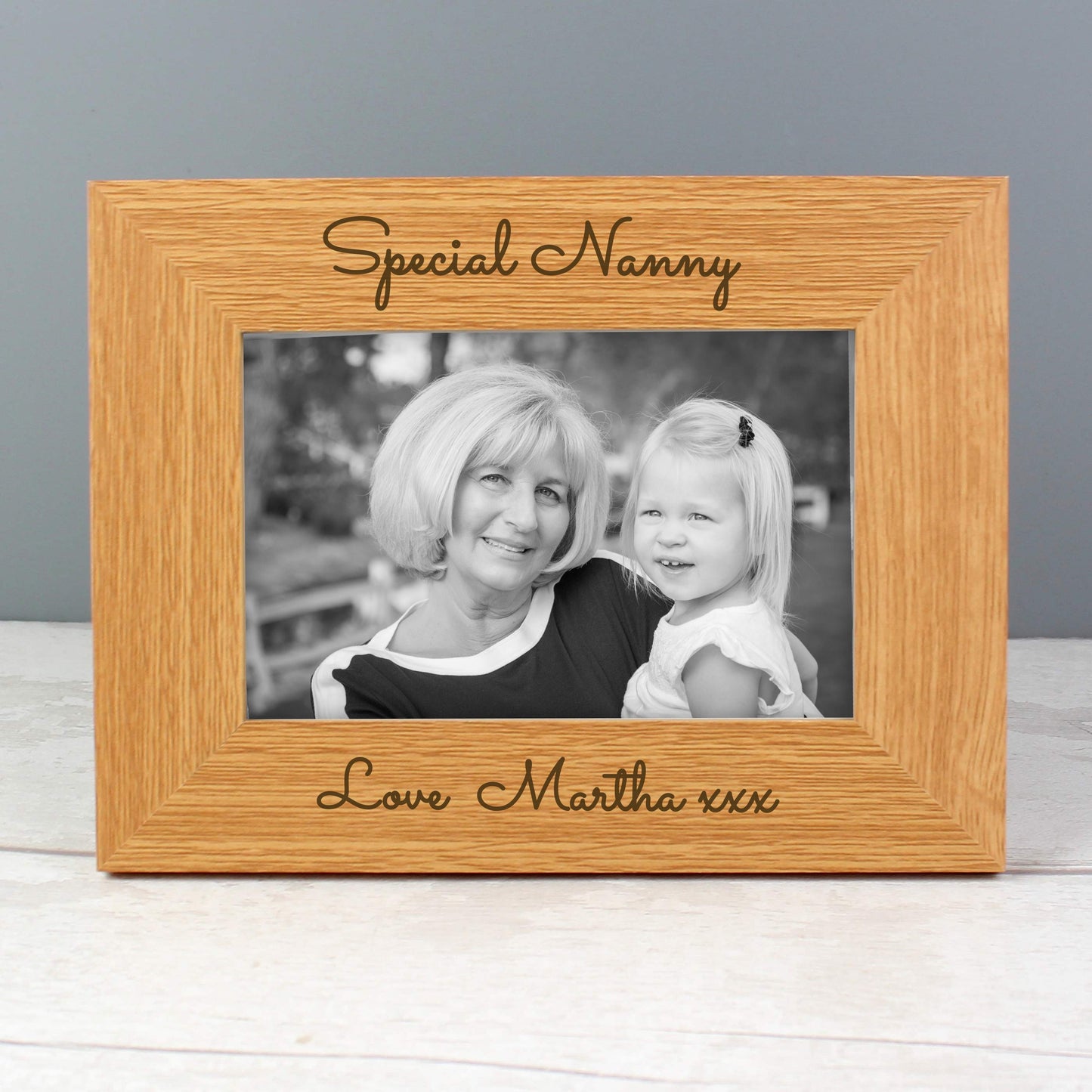 Personalised Free Text 6x4 Wooden Photo Frame: 4 - Photo Frames By Gift Moments