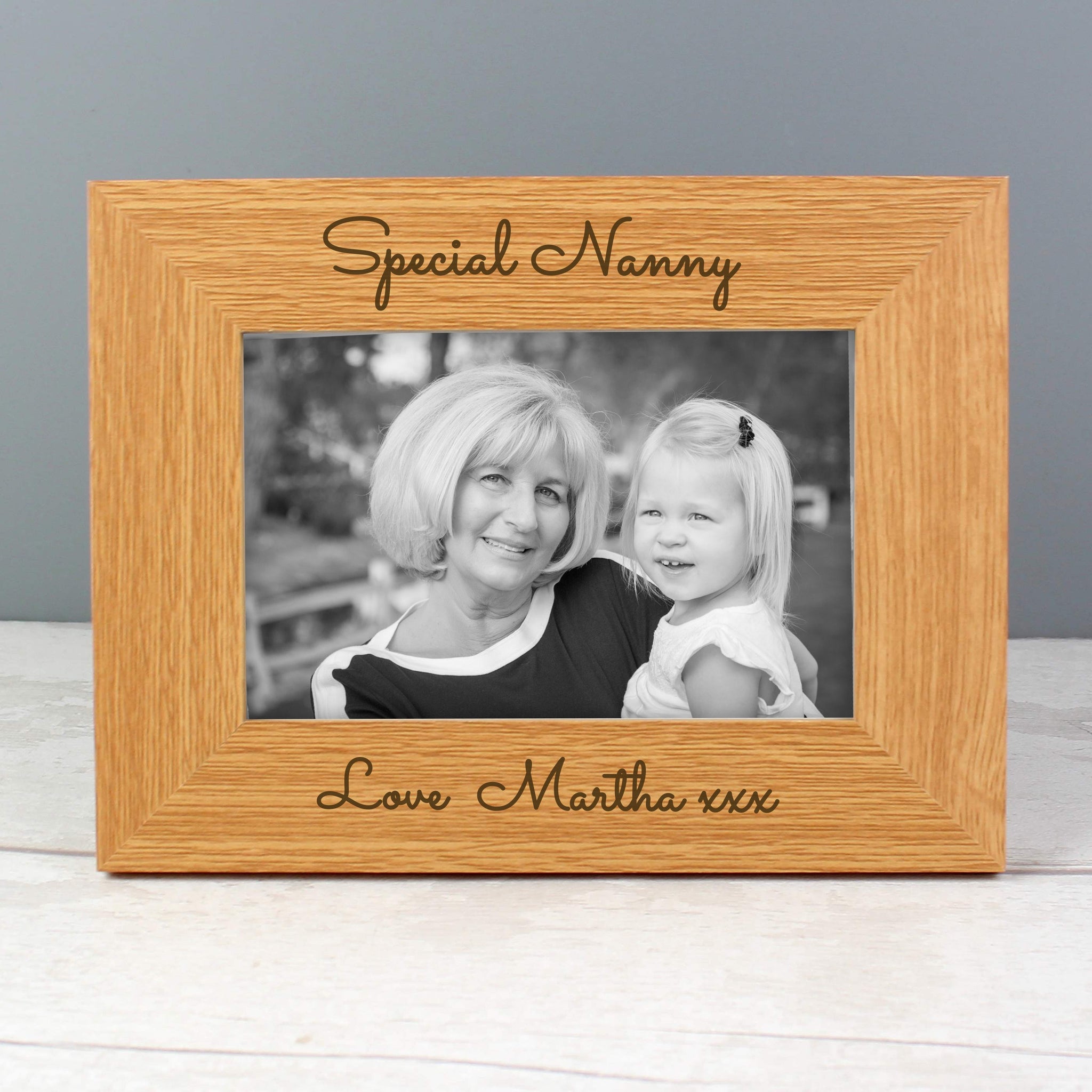 Personalised Free Text 6x4 Wooden Photo Frame: 4 - Photo Frames By Gift Moments