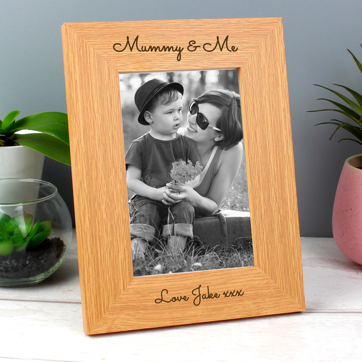 Personalised Free Text 6x4 Wooden Photo Frame: 5 Photo Frames By Gift Moments