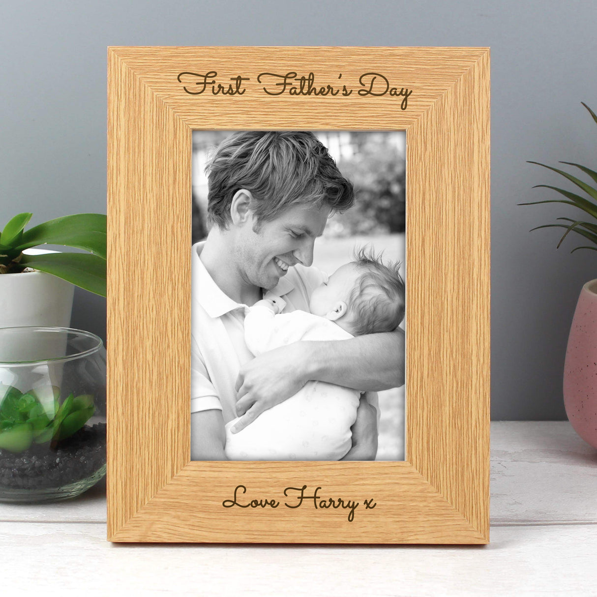 Personalised Free Text 6x4 Wooden Photo Frame: 3 Photo Frames By Gift Moments