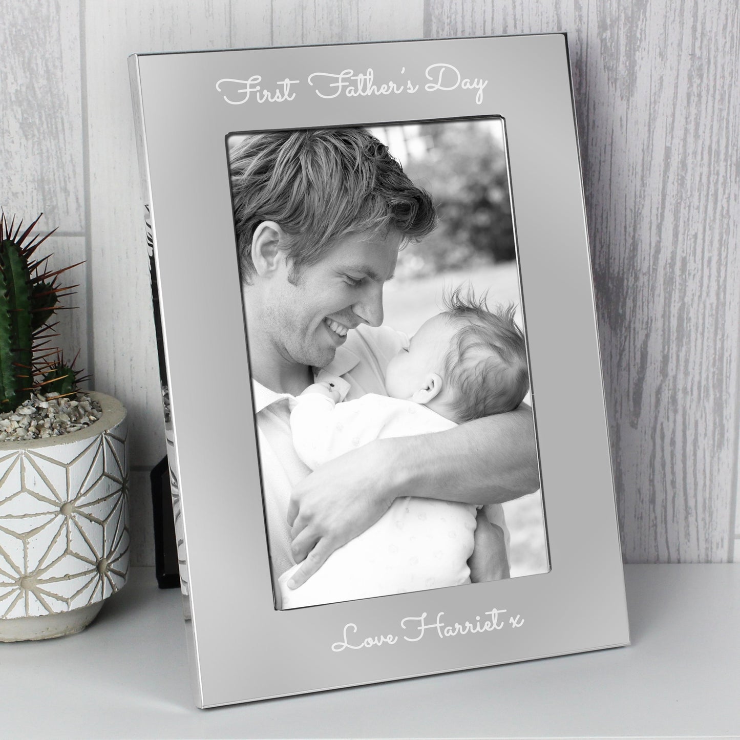 Personalised Free Text 7 x 5 Silver Photo Frame: 1 - Photo Frames By Gift Moments