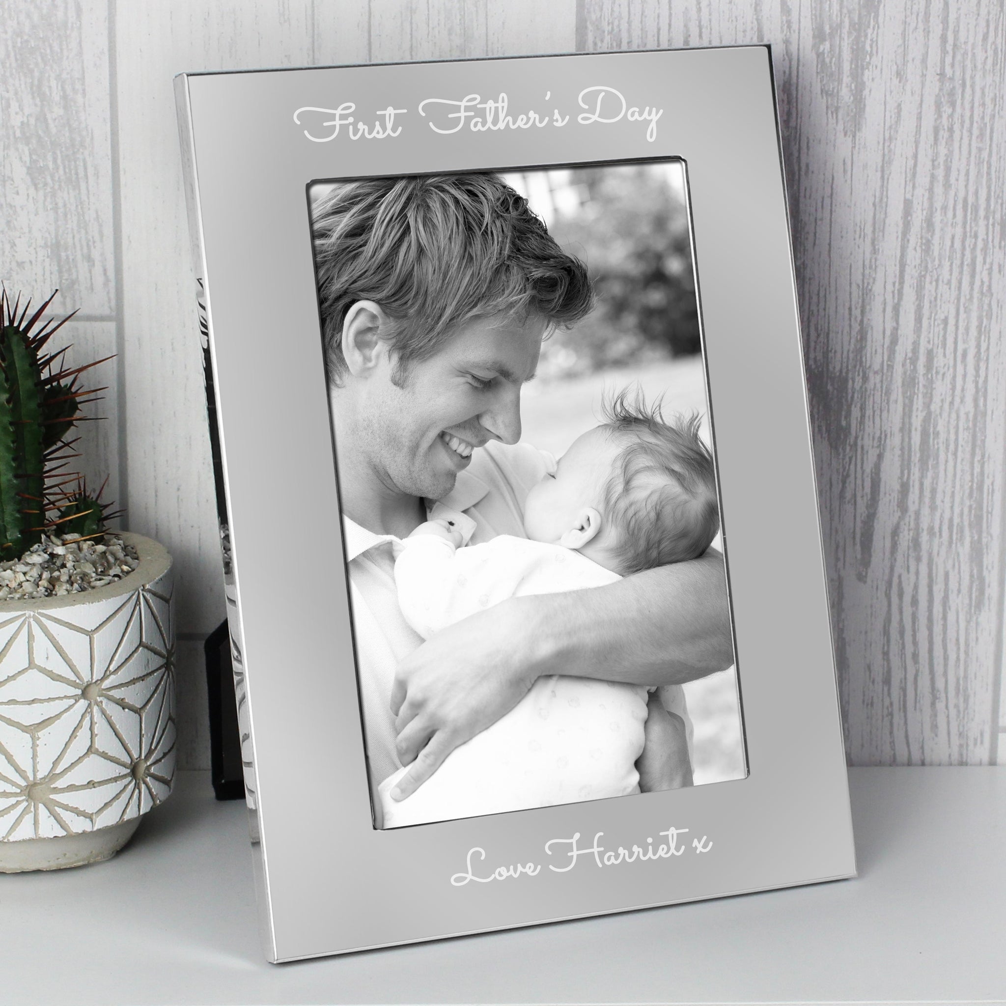 Personalised Free Text 7 x 5 Silver Photo Frame: 1 - Photo Frames By Gift Moments