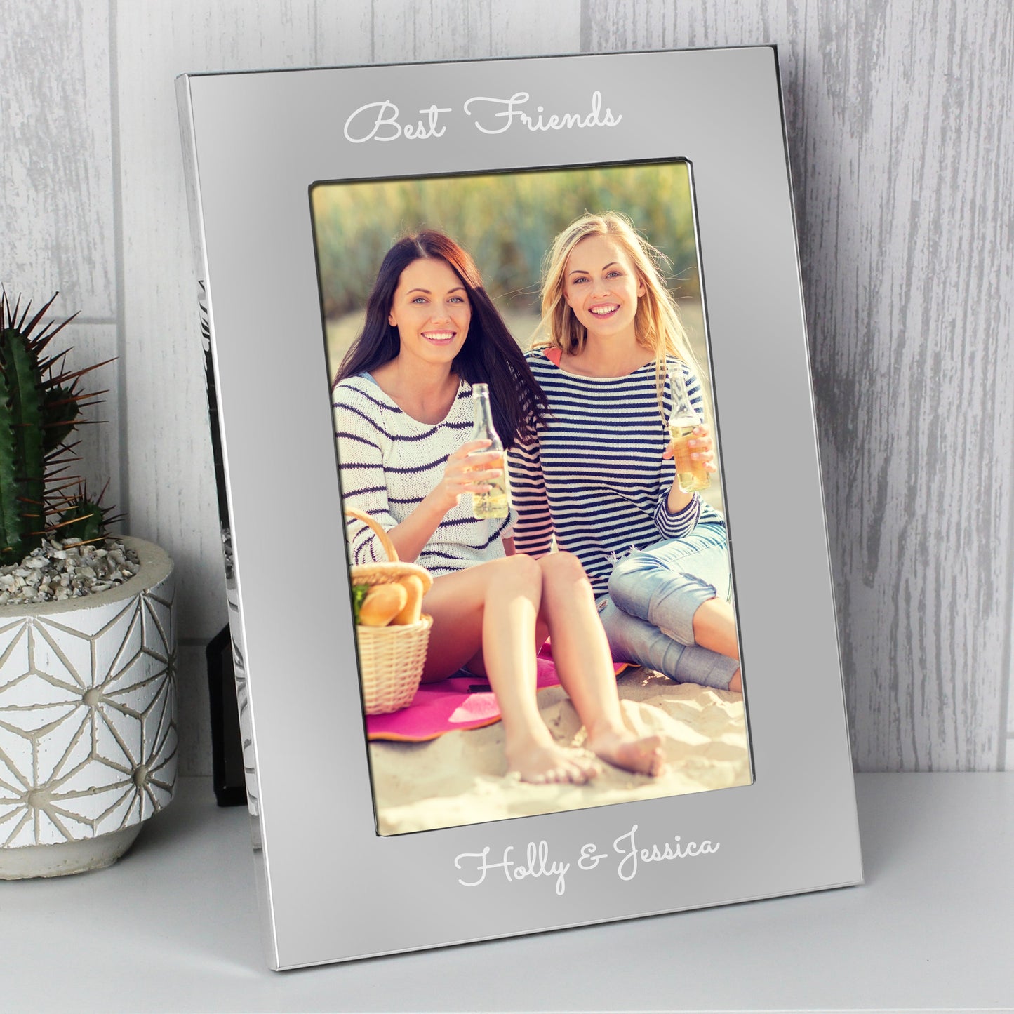 Personalised Free Text 7 x 5 Silver Photo Frame: 6 - Photo Frames By Gift Moments
