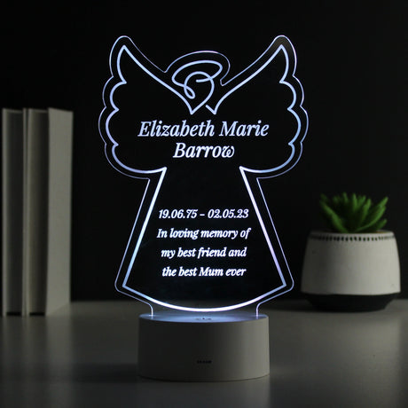 Personalised Free Text Angel Memorial Colour Changing LED Light: 1 - LED Lighting By Gift Moments