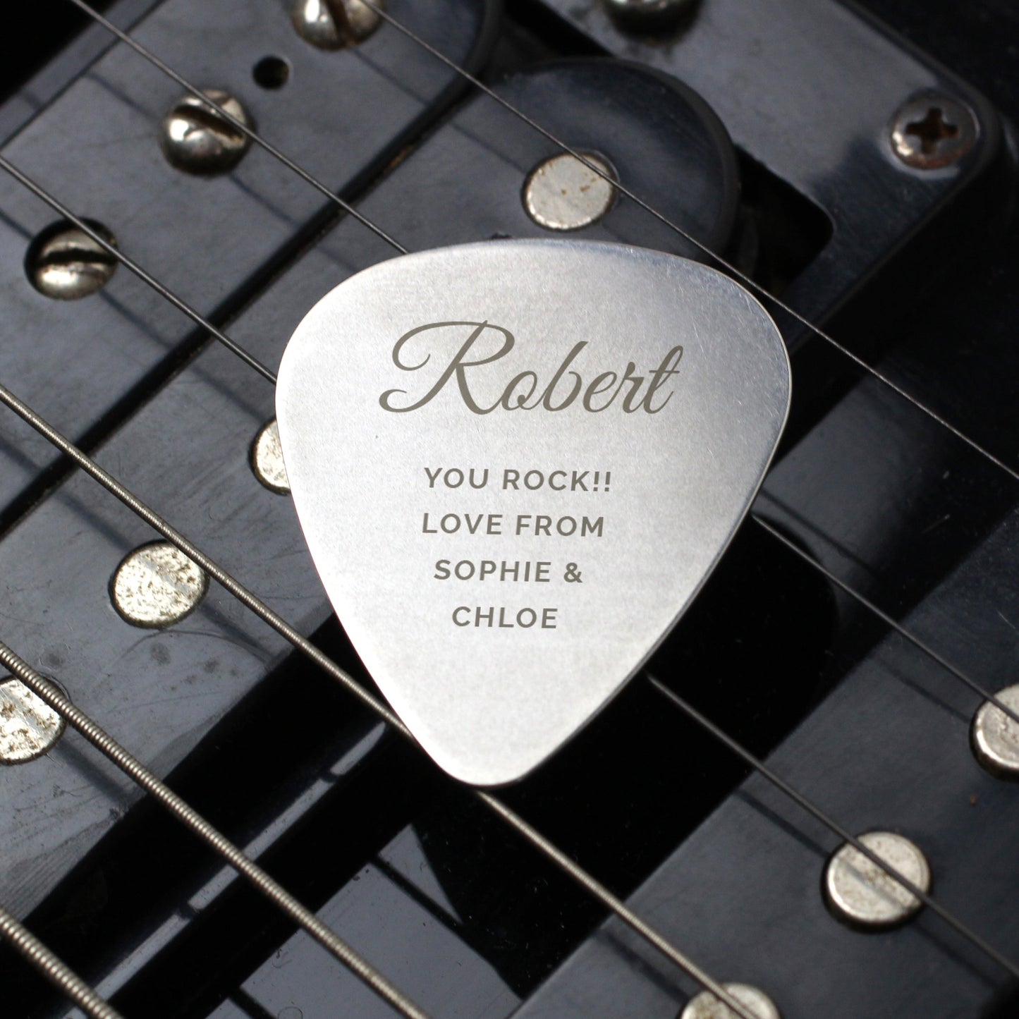 Personalised Free Text Big Name Silver Plectrum: 1 - Keepsakes By Gift Moments