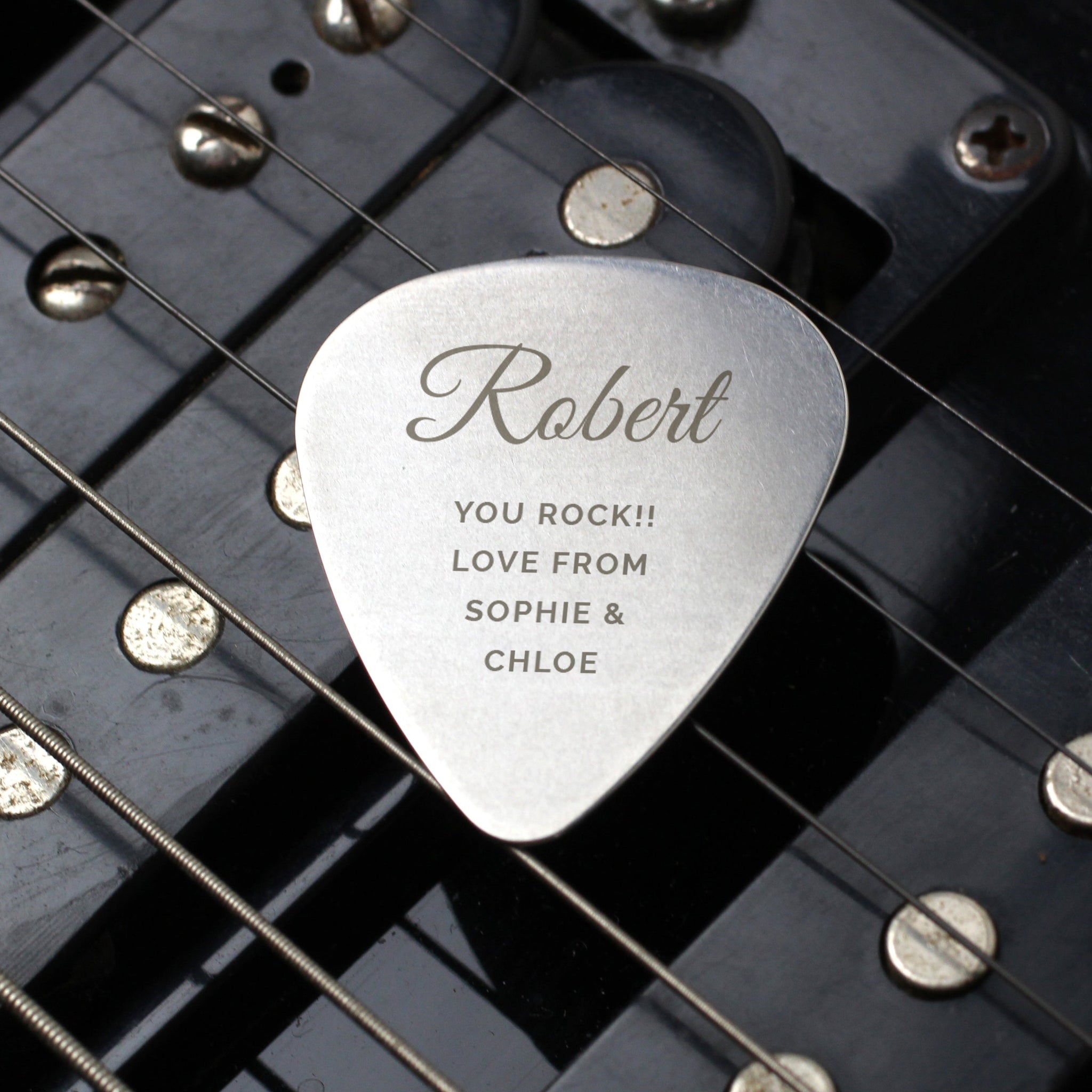 Personalised Free Text Big Name Silver Plectrum: 1 - Keepsakes By Gift Moments