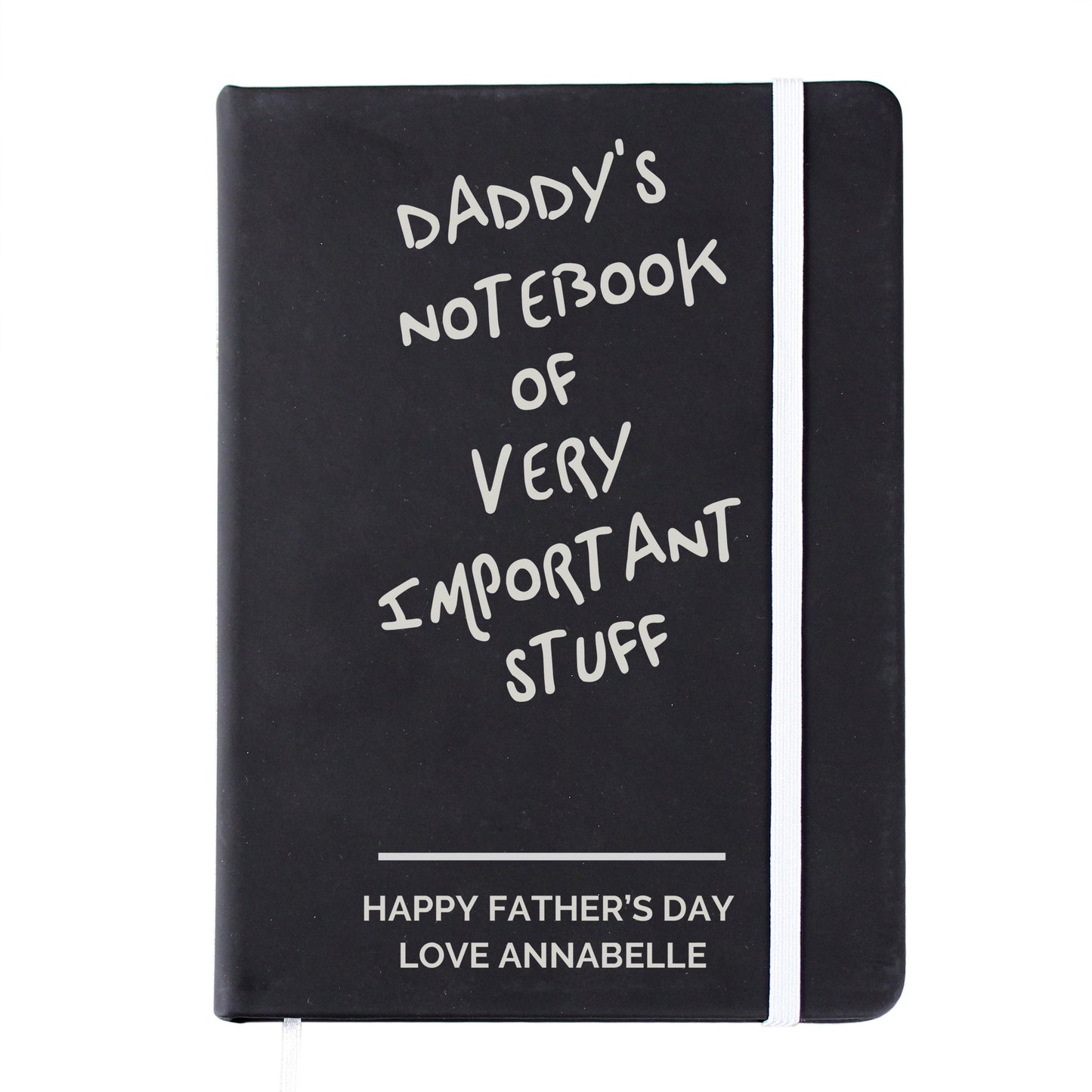 Personalised Free Text Black Hardback Notebook: 6 - Notebooks By Gift Moments