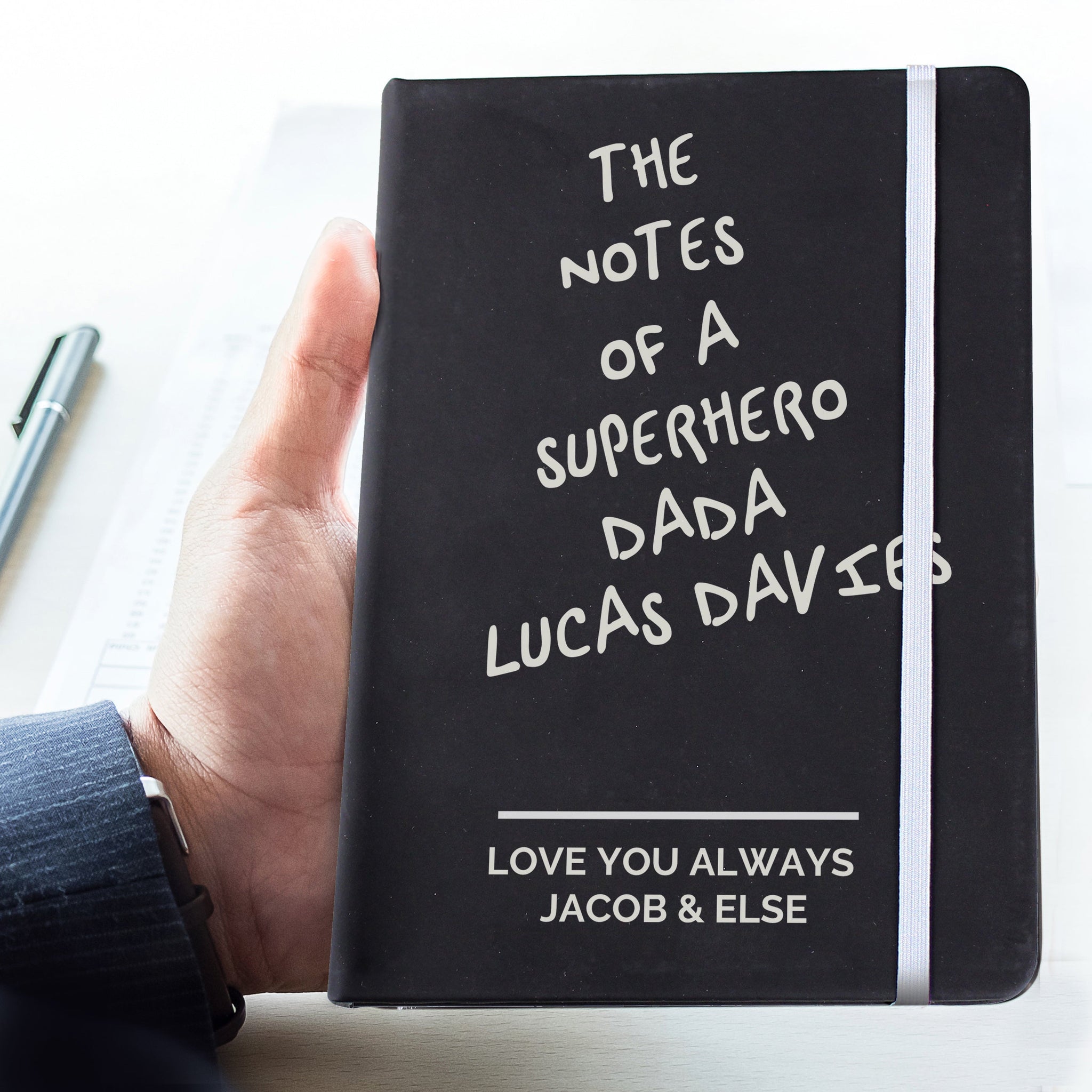Personalised Free Text Black Hardback Notebook: 2 - Notebooks By Gift Moments