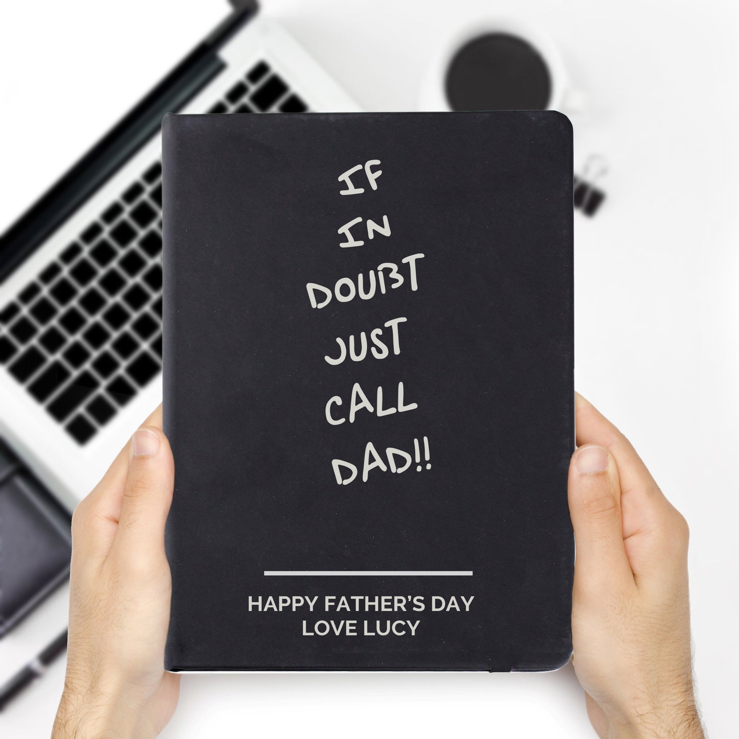 Personalised Free Text Black Hardback Notebook: 3 - Notebooks By Gift Moments