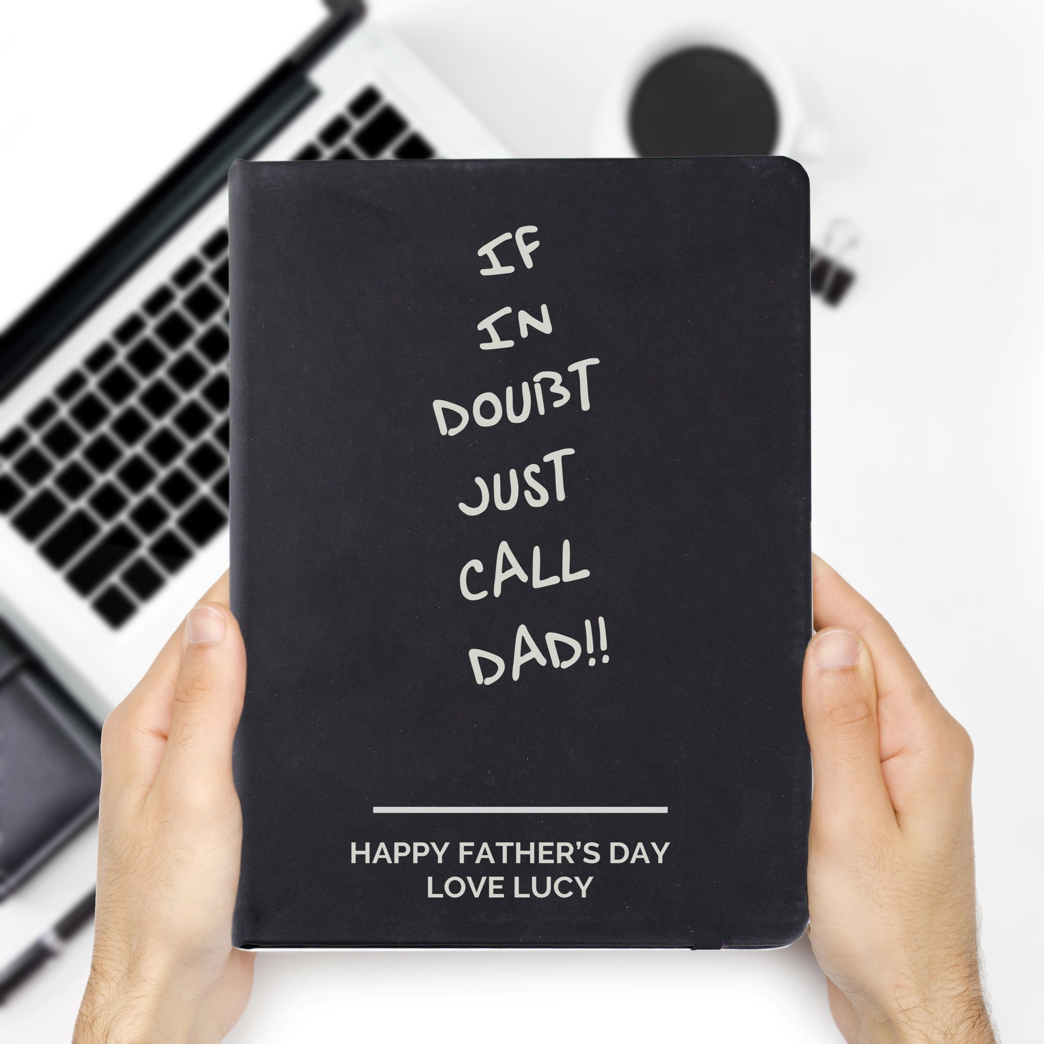 Personalised Free Text Black Hardback Notebook: 3 - Notebooks By Gift Moments