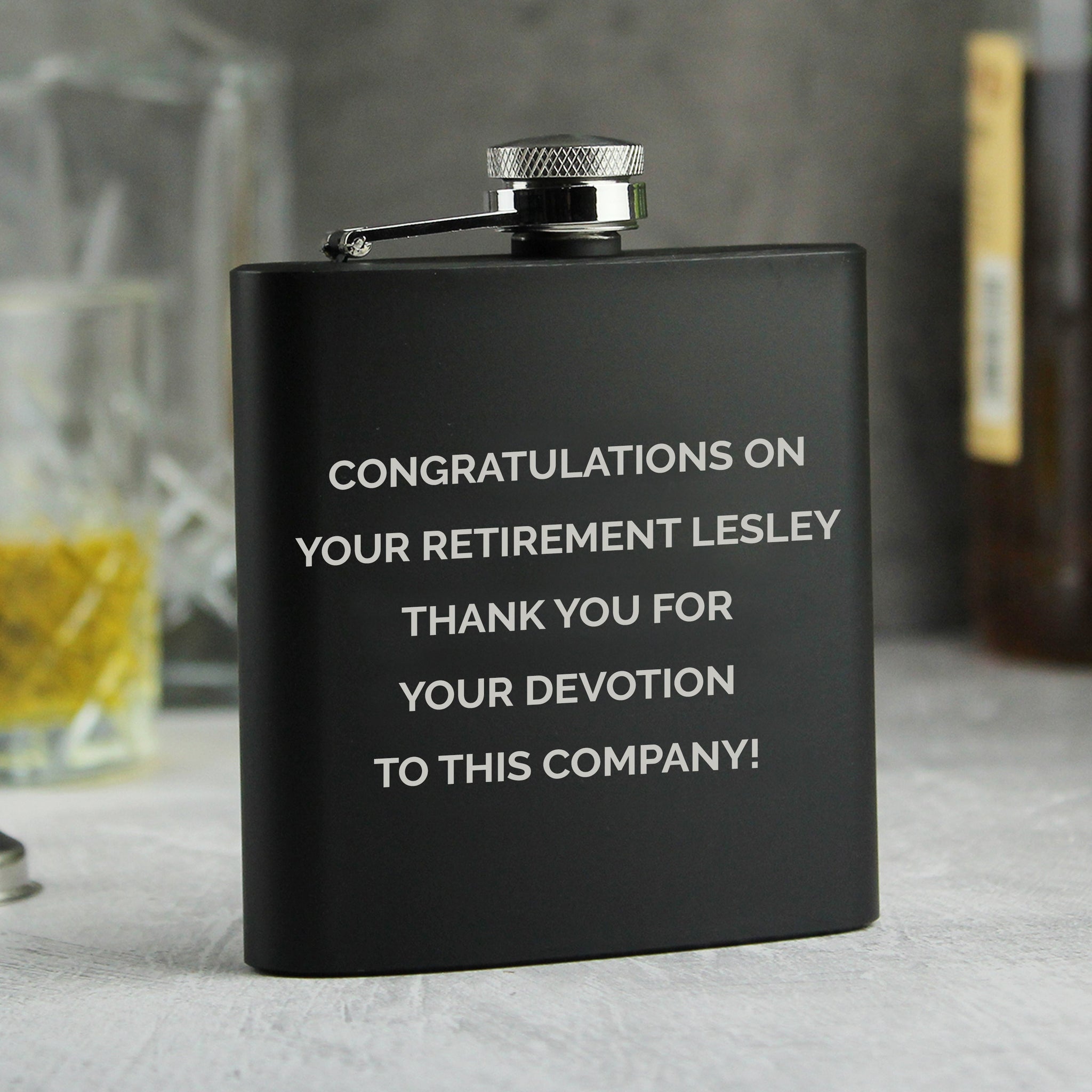 Personalised Free Text Black Hip Flask: 1 - Hip Flasks By Gift Moments