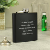 Personalised Free Text Black Hip Flask: 2 - Hip Flasks By Gift Moments